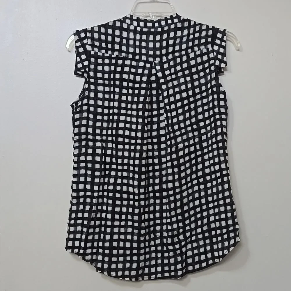 11•1 TYLHO Anthropologie Squares Black White Sleeveless Top Size Small Women's - Picture 6 of 6